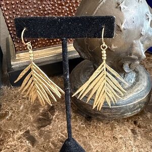 Gold Leaf Dangle pierced Earrings